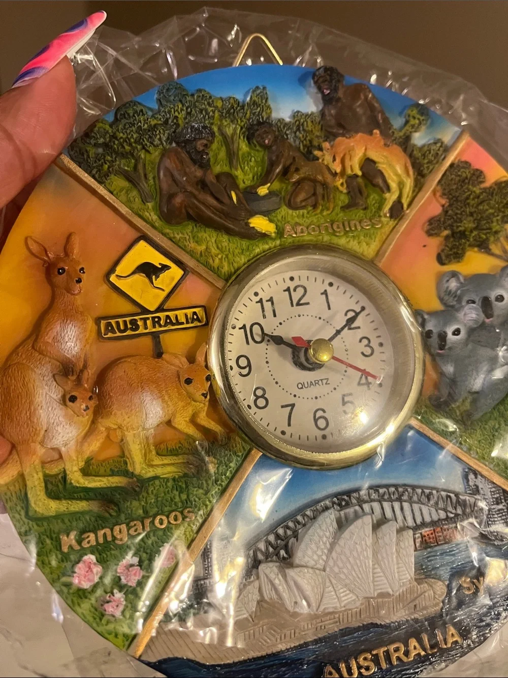 Multicolor Australian Souvenir Wall Clock - Animal Panel Design